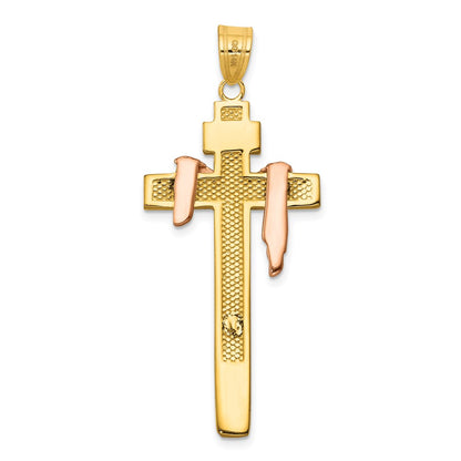 14k Tri-Color Gold Large Draped INRI Crucifix Pendant