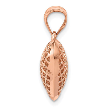 14k Rose Gold Rose Polished 3-D Woven Puffed Heart Pendant