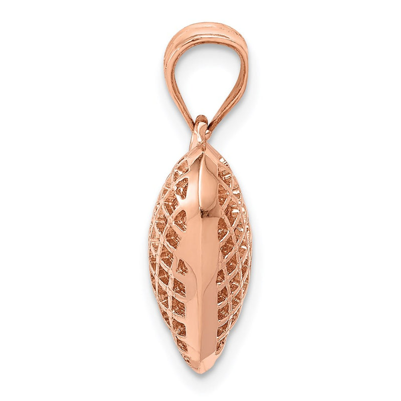 14k Rose Gold Rose Polished 3-D Woven Puffed Heart Pendant