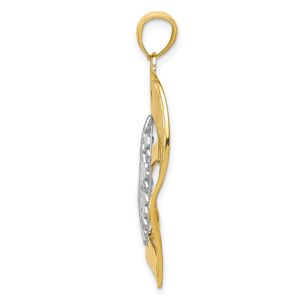 14k Two-tone Gold Polished Heart Pendant
