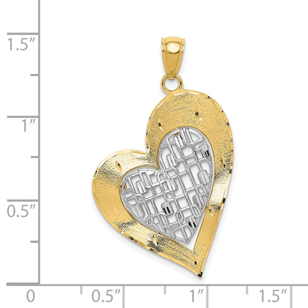 14k Two-tone Gold Polished Heart Pendant