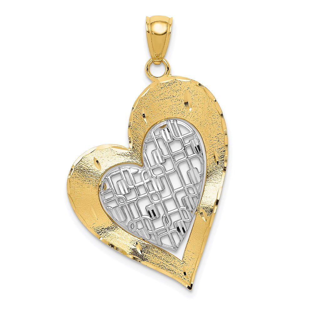 14k Two-tone Gold Polished Heart Pendant