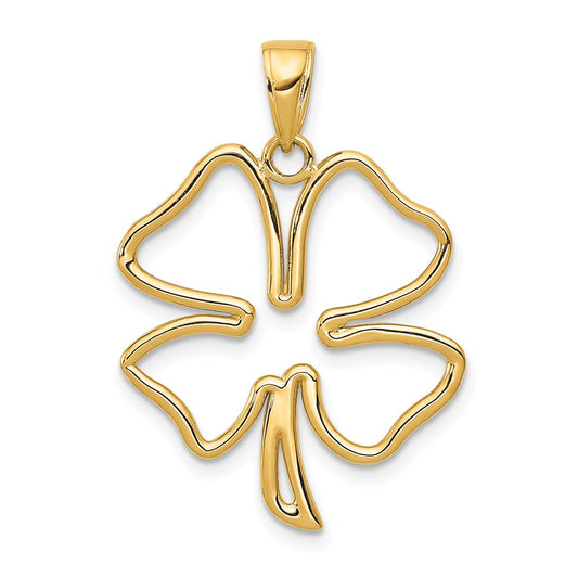 14k Yellow Gold Polished Cut Out 4-Leaf Clover Pendant