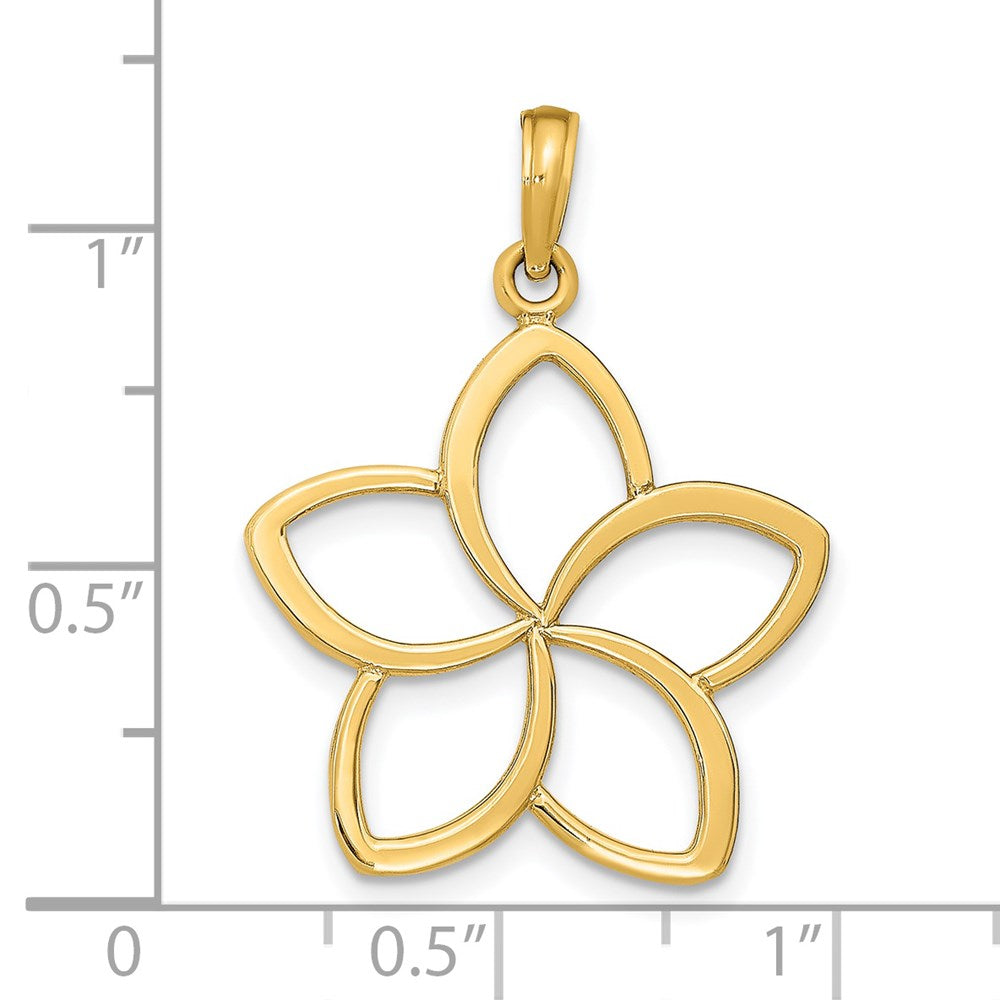 14k Yellow Gold Polished Cut Out Flower Pendant