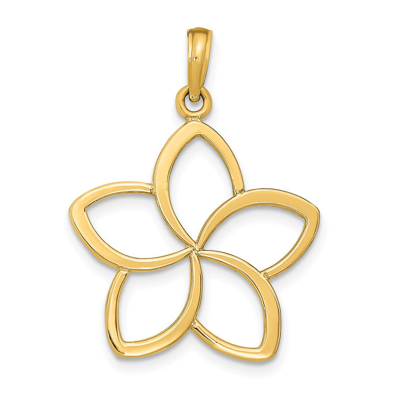 14k Yellow Gold Polished Cut Out Flower Pendant