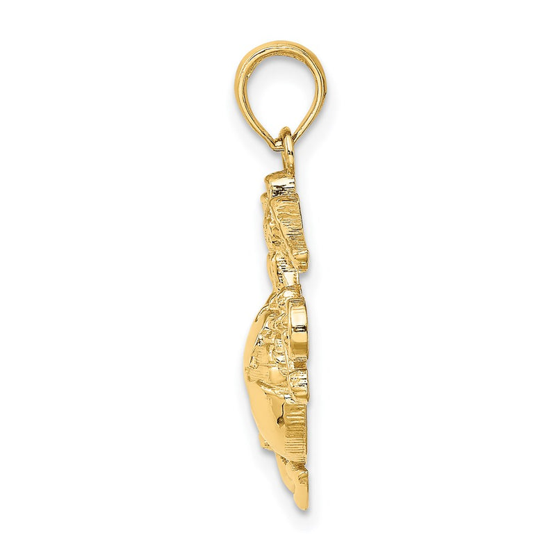 10k Yellow Gold Polished / Textured U.S. Army Marine Corps USMC Charm Pendant for Necklace