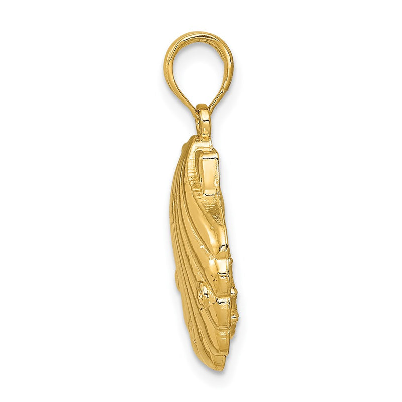 14k Yellow Gold Seahorse in a Shell Pendant