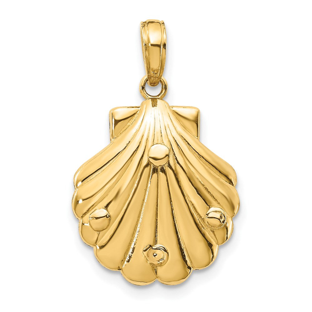 14k Yellow Gold Seahorse in a Shell Pendant