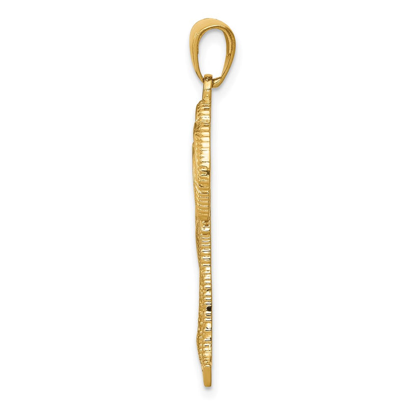 14k Yellow Gold Polished / Textured Palm Trees Pendant