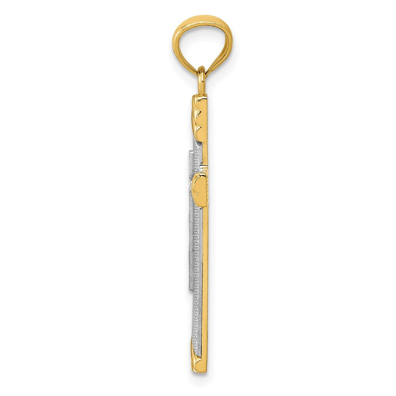 14k Yellow & Rhodium Gold w/Rhodium Cross Pendant