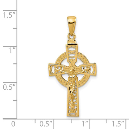 14k Yellow Gold Polished Celtic Crucifix Pendant