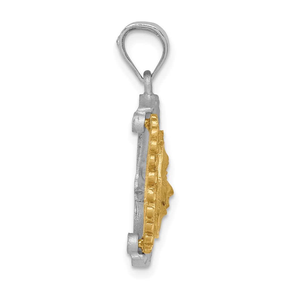 14k Two-tone Gold Satin D/C Sun & Moon Pendant