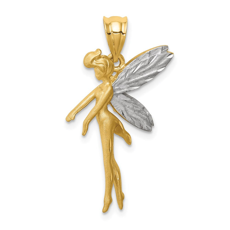 14k Yellow & Rhodium Gold and White Rhodium D/C Fairy Pendant