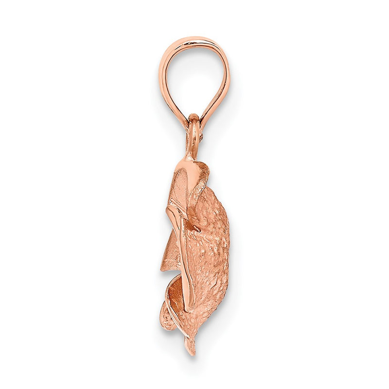 14K Rose Brushed Diamond Rose Pendant