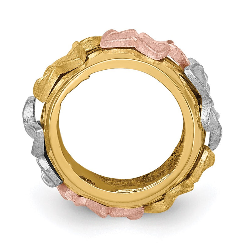 14k Tri-Color Gold D/C Tri-Color Gold Polished & Brushed Plumeria Slide
