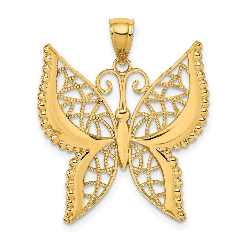 14k Yellow Gold Polished Butterfly Pendant