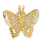 14k Yellow Gold Brushed & Diamond-cut Butterfly Pendant