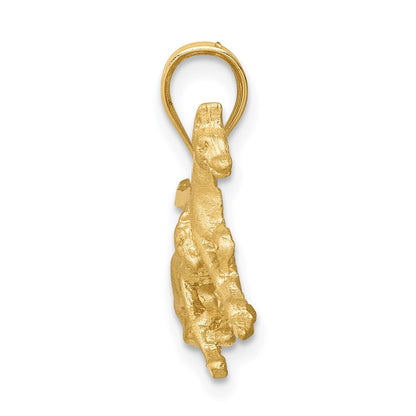 14k Yellow Gold Brushed & Diamond-cut Running Horses Pendant