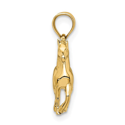 14k Yellow Gold Polished 3D Horse Pendant