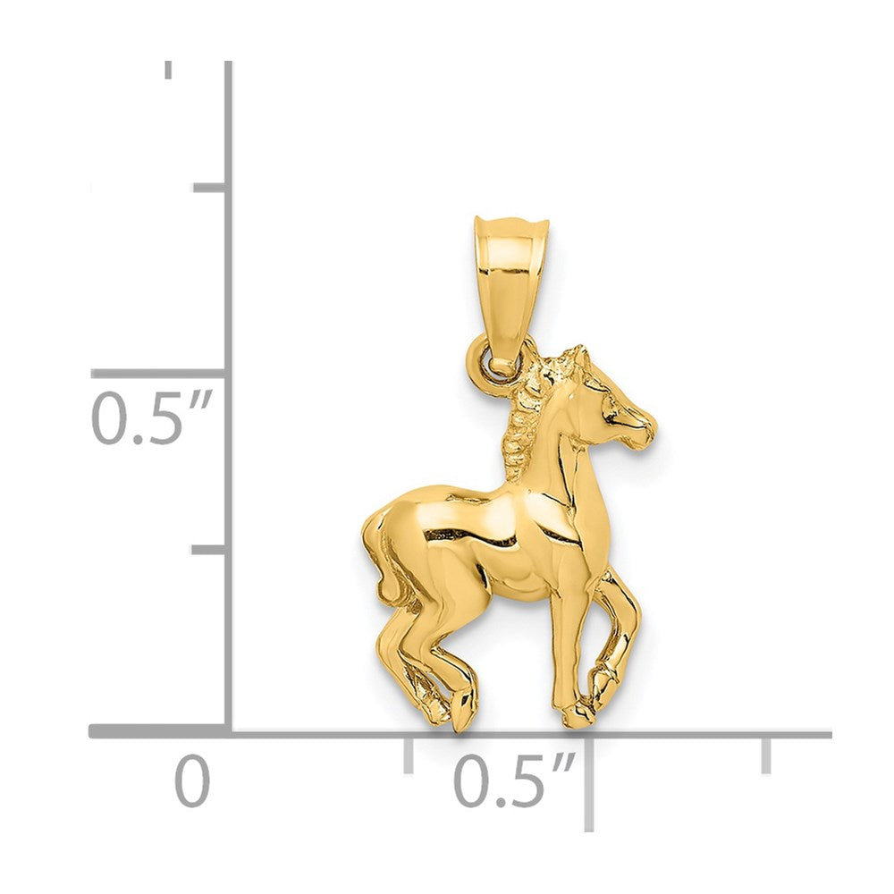 14k Yellow Gold Polished 3D Horse Pendant