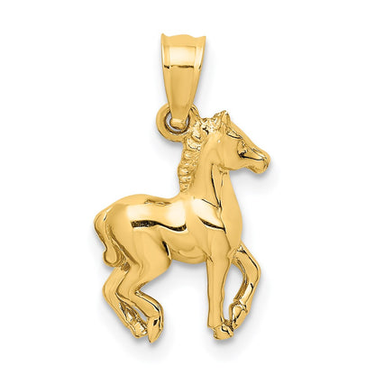 14k Yellow Gold Polished 3D Horse Pendant
