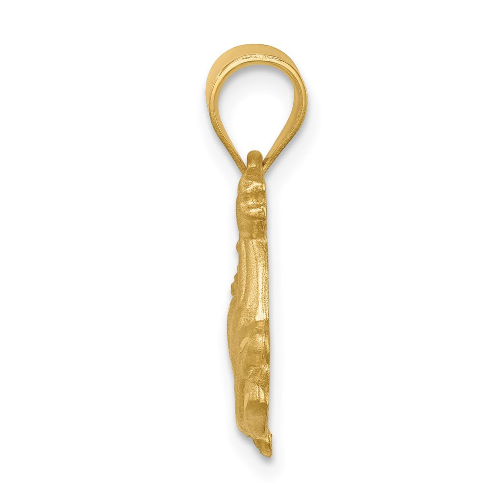 14k Yellow Gold Brushed & Diamond-cut Horse Pendant