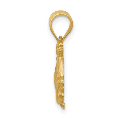 14k Yellow Gold Brushed & Diamond-cut Horse Pendant