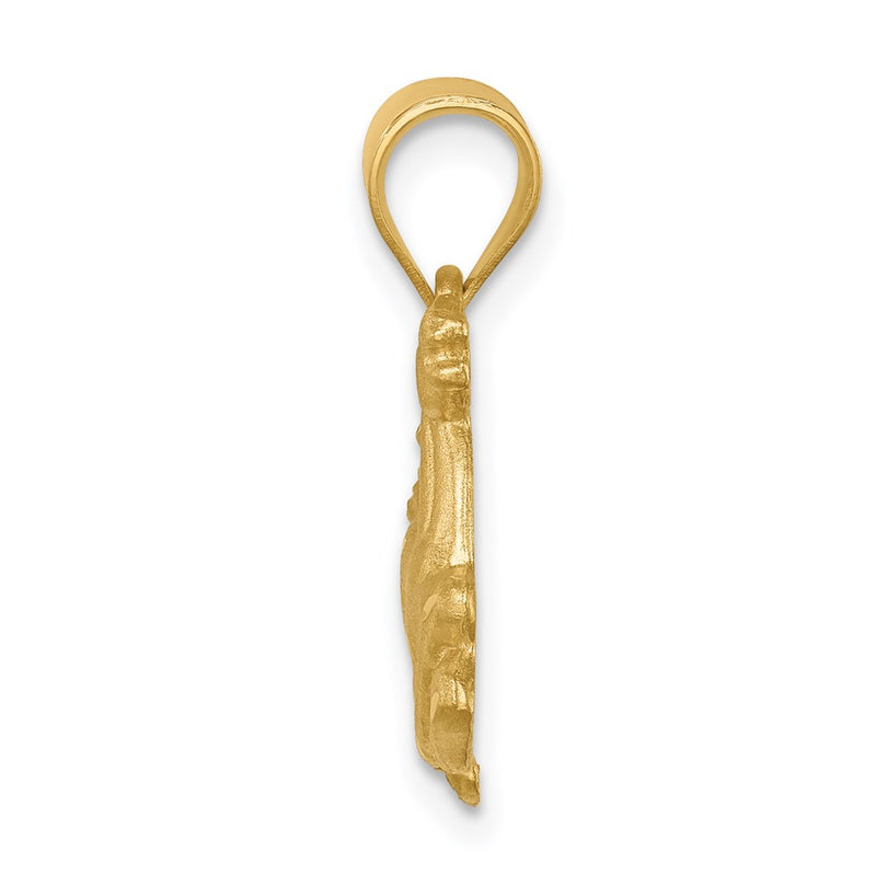 14k Yellow Gold Brushed & Diamond-cut Horse Pendant