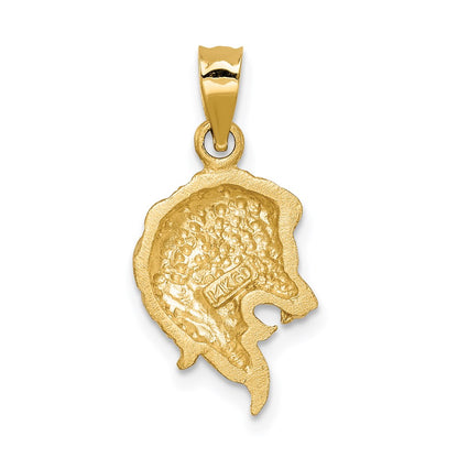 14k Yellow Gold Brushed Diamond-cut Lion Head Pendant