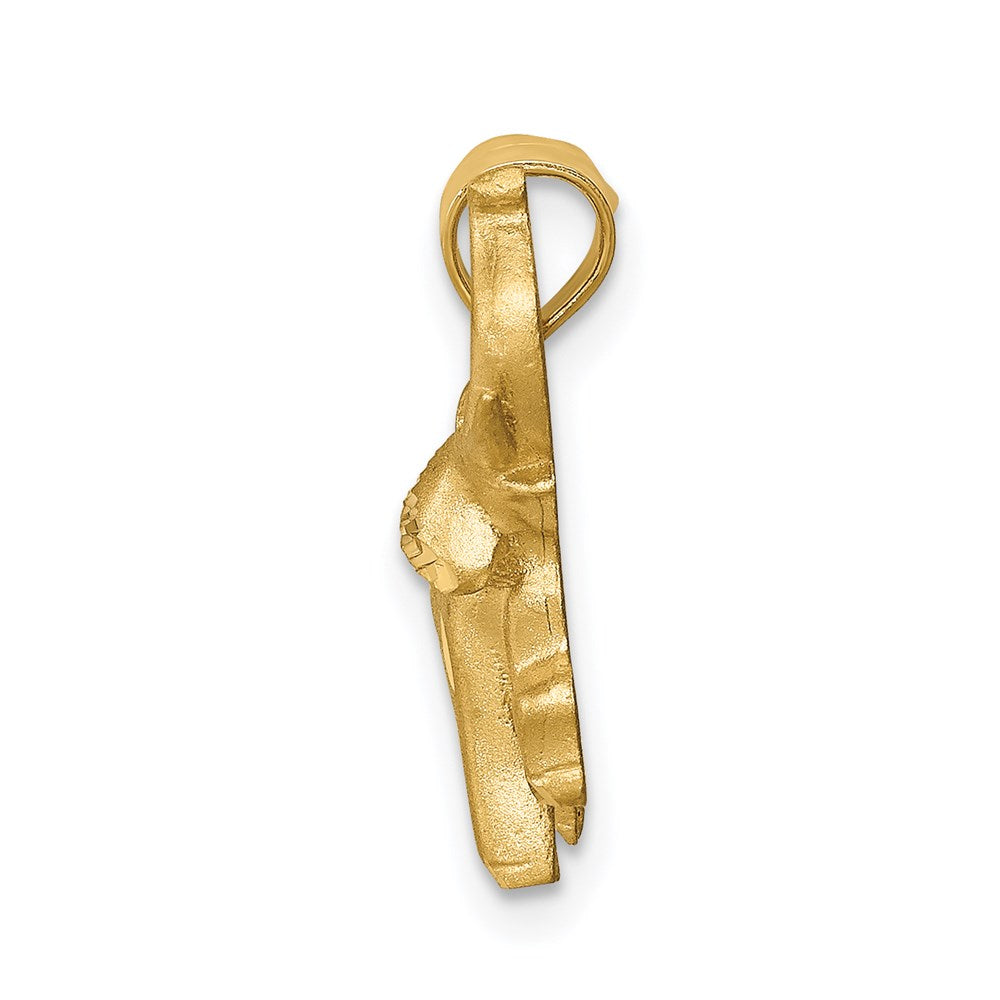14k Yellow Gold Brushed & Diamond-cut Elephant Pendant
