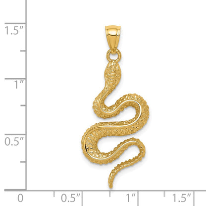14k Yellow Gold Polished Textured Snake Pendant