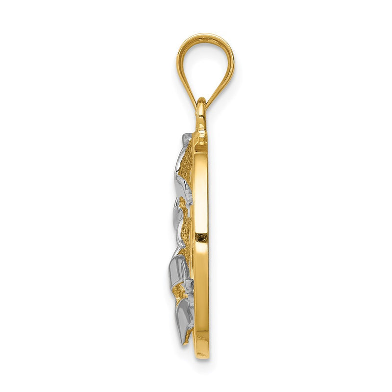 14k Yellow & Rhodium Gold and White Rhodium Polished Birds Pendant