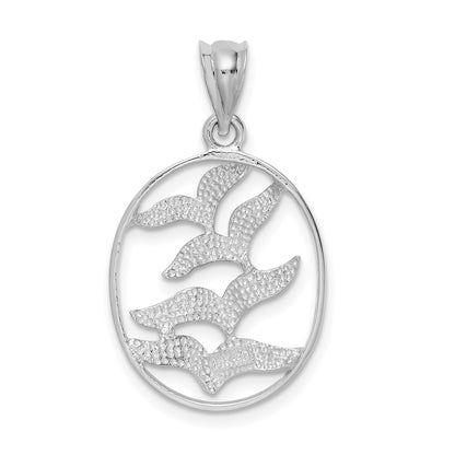 14k Yellow & Rhodium Gold and White Rhodium Polished Birds Pendant