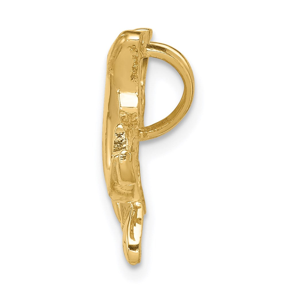 14k Yellow Gold Polished Dolphins Slide