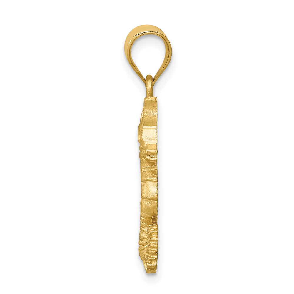 14k Yellow Gold Brushed & Diamond-cut Seahorse Pendant