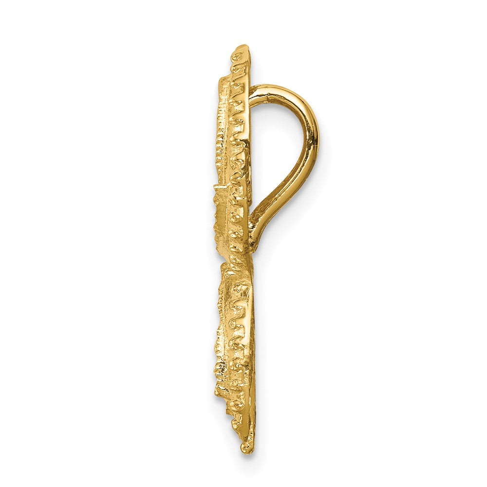 14k Yellow Gold Polished & Diamond-cut Starfish Slide