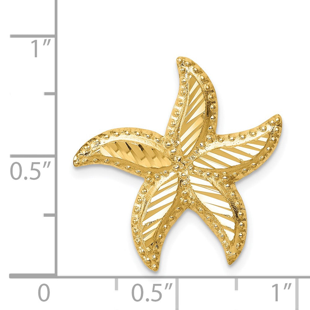 14k Yellow Gold Polished & Diamond-cut Starfish Slide