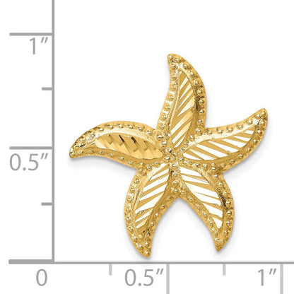 14k Yellow Gold Polished & Diamond-cut Starfish Slide