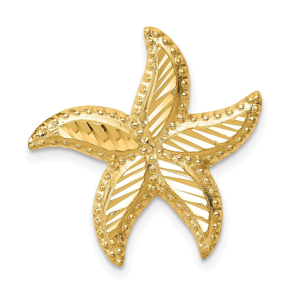 14k Yellow Gold Polished & Diamond-cut Starfish Slide