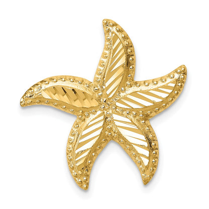 14k Yellow Gold Polished & Diamond-cut Starfish Slide
