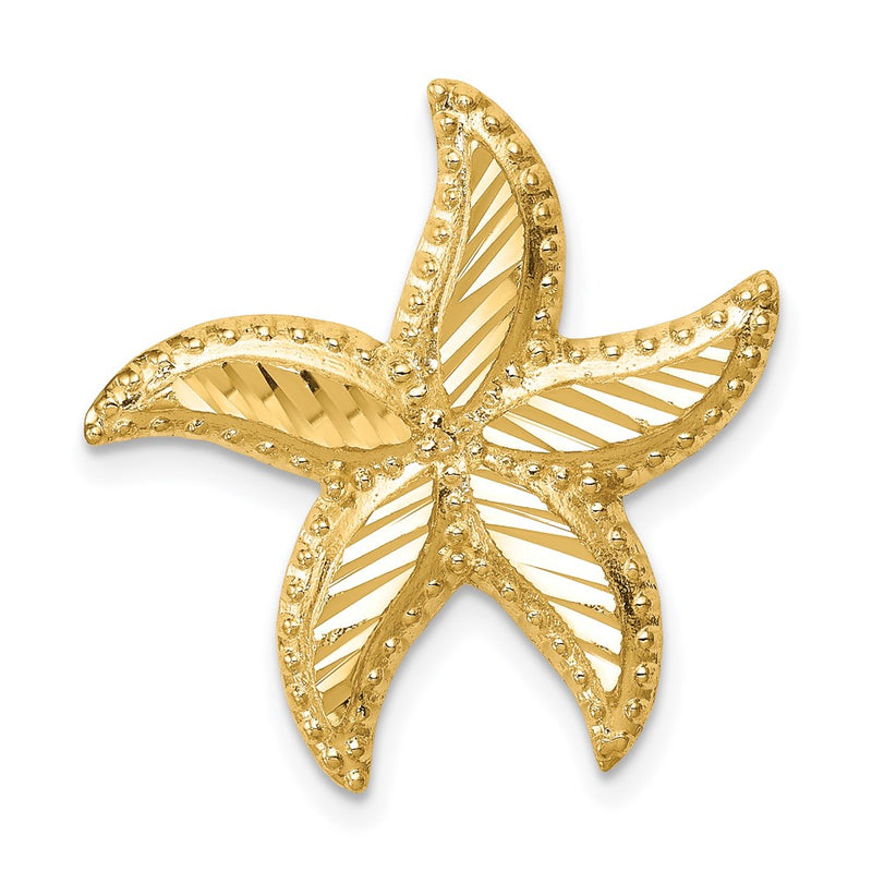 14k Yellow Gold Polished & Diamond-cut Starfish Slide