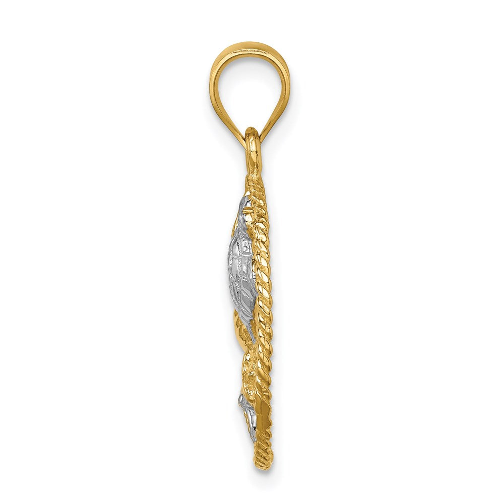 14k Yellow & Rhodium Gold w/White Rhodium Polished Sealife Pendant