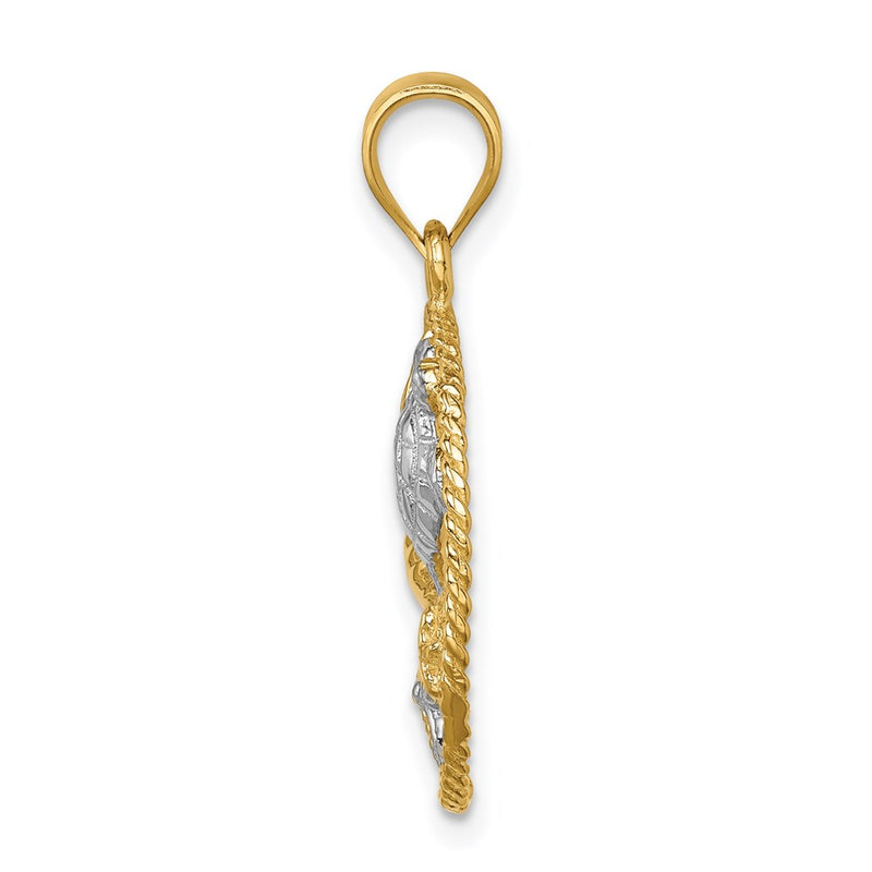 14k Yellow & Rhodium Gold w/White Rhodium Polished Sealife Pendant