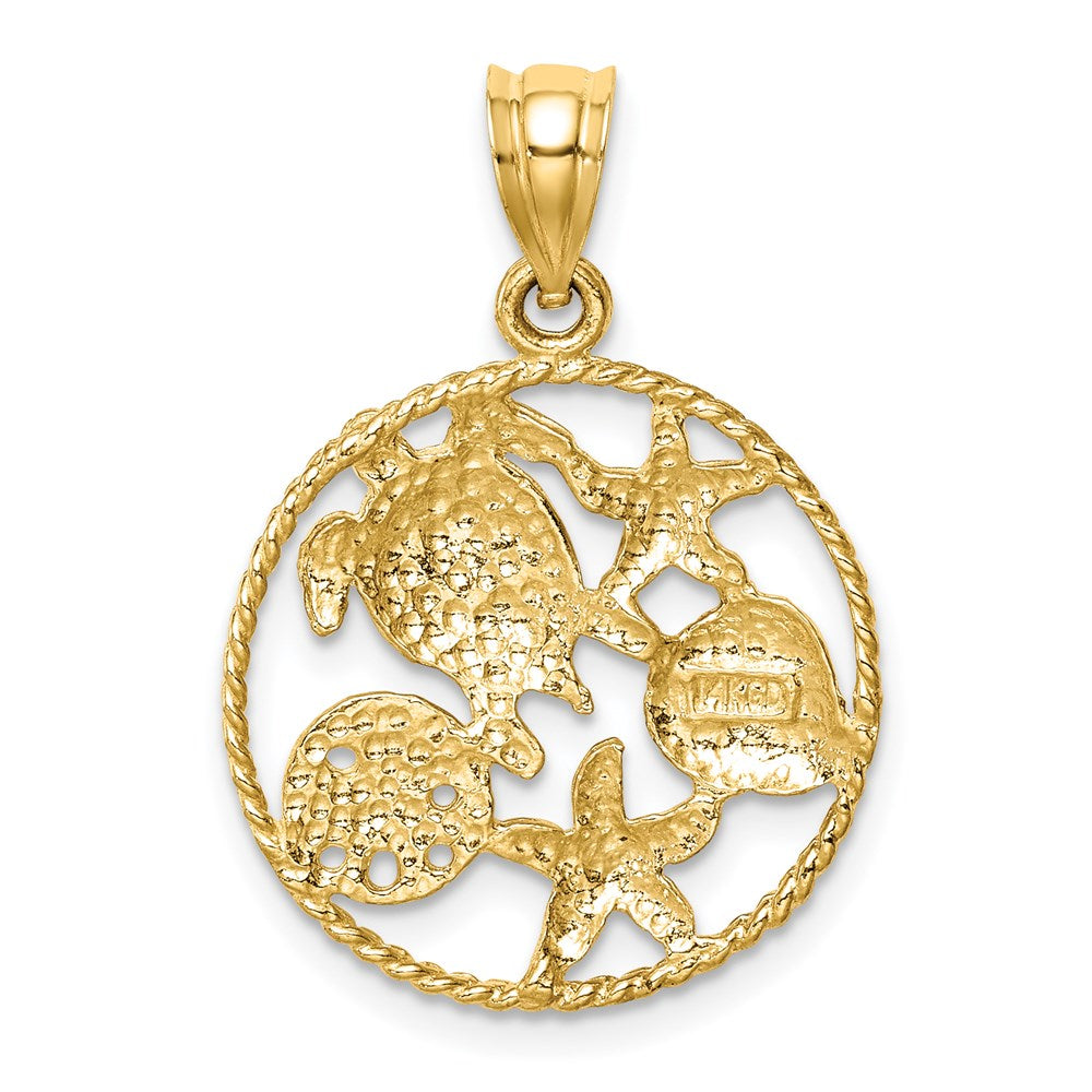 14k Yellow & Rhodium Gold w/White Rhodium Polished Sealife Pendant