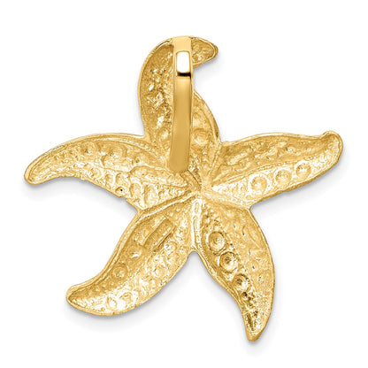 14k Yellow Gold Brushed & Diamond-cut Starfish Slide