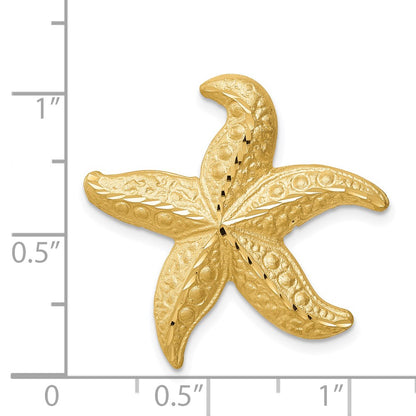 14k Yellow Gold Brushed & Diamond-cut Starfish Slide