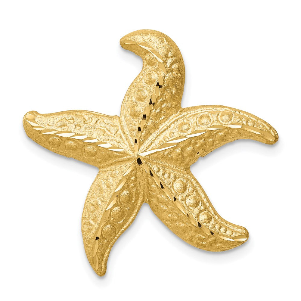 14k Yellow Gold Brushed & Diamond-cut Starfish Slide
