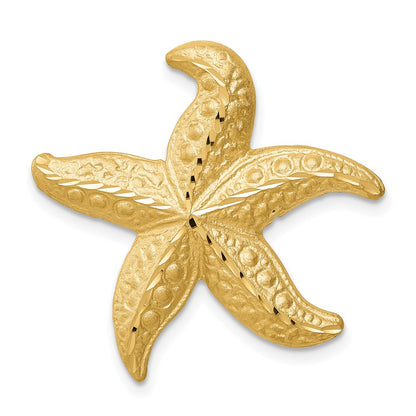 14k Yellow Gold Brushed & Diamond-cut Starfish Slide