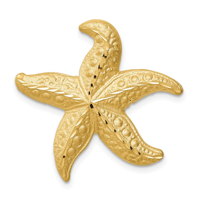 14k Yellow Gold Brushed & Diamond-cut Starfish Slide