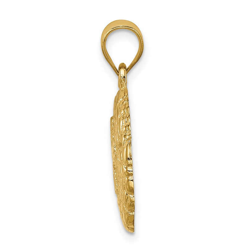 14k Yellow Gold Polished Sand Dollar Pendant